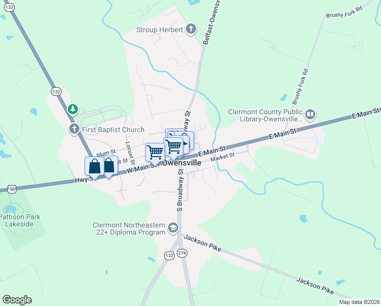 map of restaurants, bars, coffee shops, grocery stores, and more near in Owensville