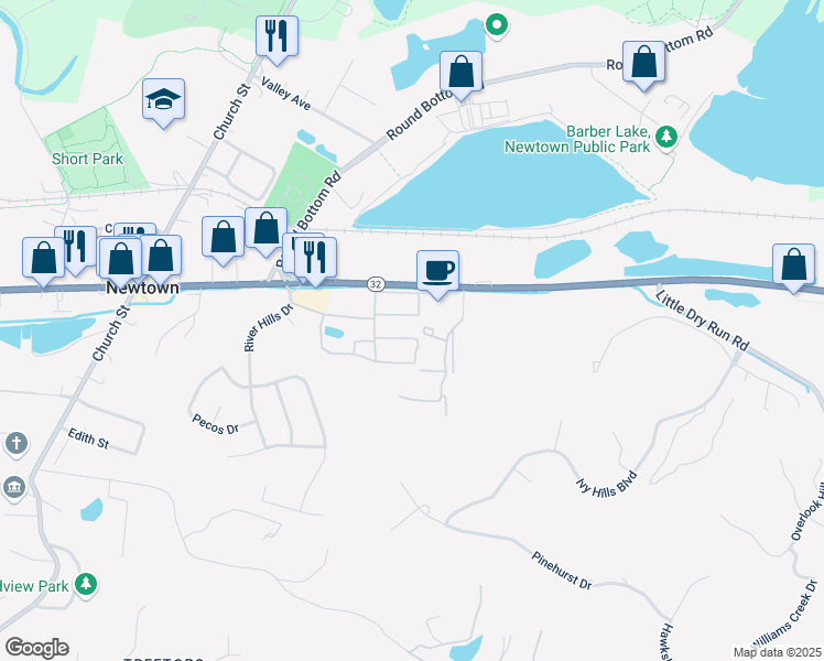 map of restaurants, bars, coffee shops, grocery stores, and more near 7220 Ivy Way in Cincinnati