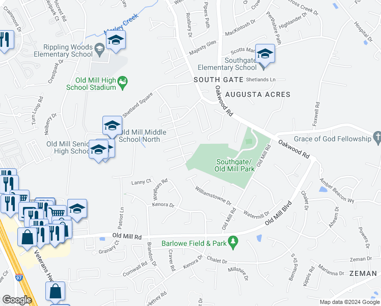 map of restaurants, bars, coffee shops, grocery stores, and more near 428 Jumpers Court in Glen Burnie