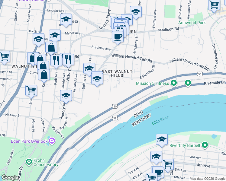 map of restaurants, bars, coffee shops, grocery stores, and more near 2317 Salutaris Avenue in Cincinnati