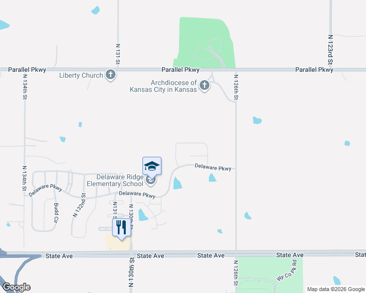 map of restaurants, bars, coffee shops, grocery stores, and more near 12759 Walker Avenue in Kansas City