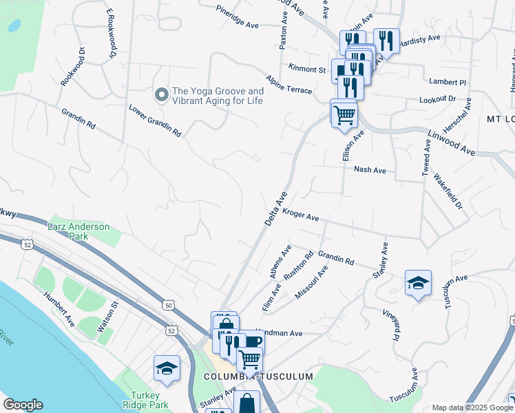 map of restaurants, bars, coffee shops, grocery stores, and more near 3461 Kleybolte Avenue in Cincinnati