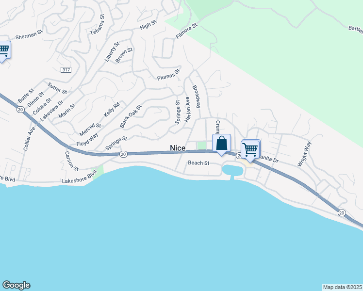 map of restaurants, bars, coffee shops, grocery stores, and more near 3384 State Highway 20 in Nice