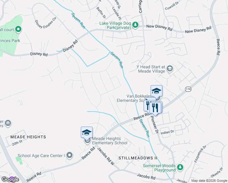 map of restaurants, bars, coffee shops, grocery stores, and more near 1337 Grand Canopy Drive in Severn