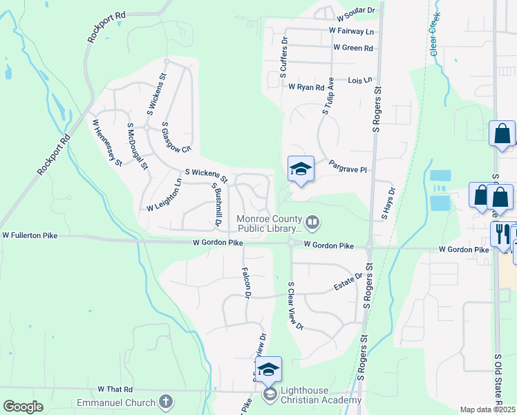 map of restaurants, bars, coffee shops, grocery stores, and more near 3920 South Cramer Circle in Bloomington
