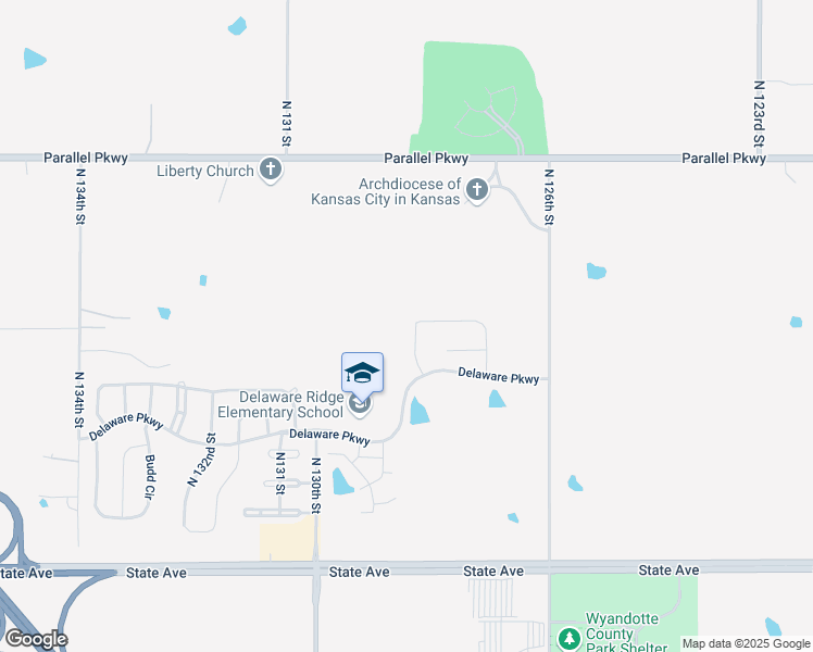 map of restaurants, bars, coffee shops, grocery stores, and more near 1632 North 128th Street in Kansas City