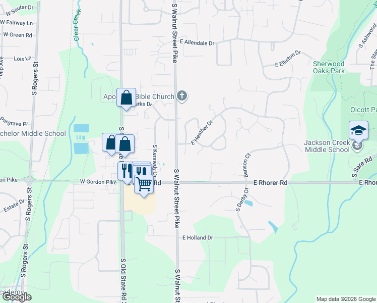 map of restaurants, bars, coffee shops, grocery stores, and more near 3999 Laurel Ct in Bloomington