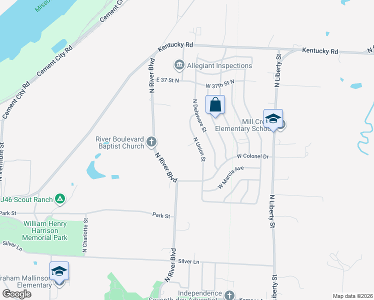 map of restaurants, bars, coffee shops, grocery stores, and more near 805 Union Circle in Sugar Creek