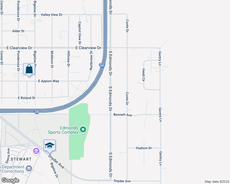 map of restaurants, bars, coffee shops, grocery stores, and more near 4929 South Edmonds Drive in Carson City