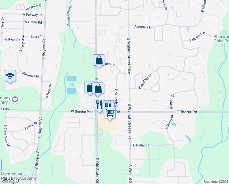 map of restaurants, bars, coffee shops, grocery stores, and more near 3942 South Kennedy Drive in Bloomington