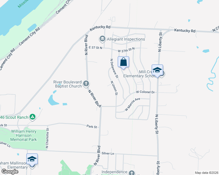 map of restaurants, bars, coffee shops, grocery stores, and more near 805 Union Circle in Sugar Creek