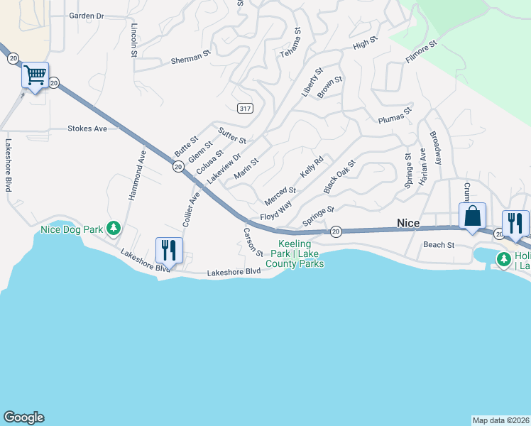 map of restaurants, bars, coffee shops, grocery stores, and more near 6705 Floyd Way in Nice
