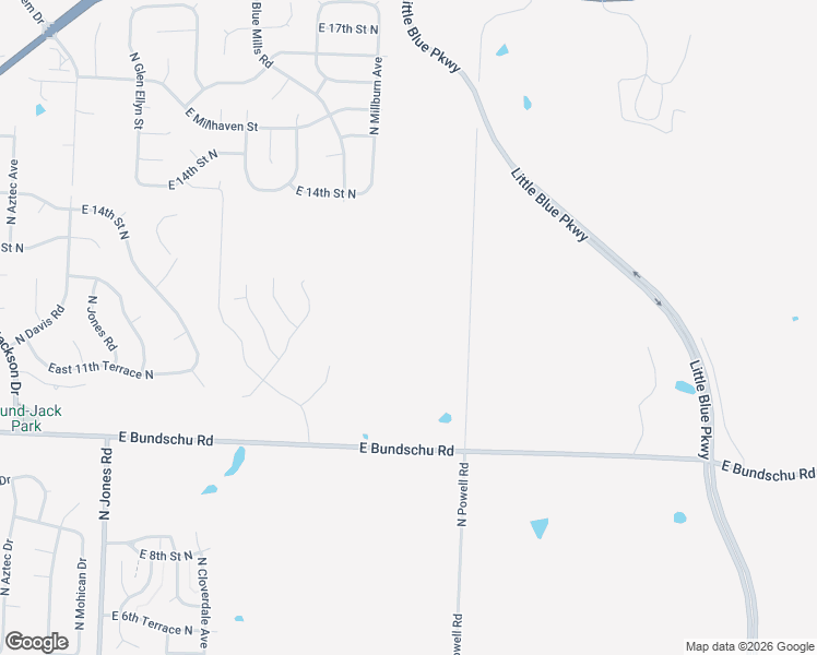 map of restaurants, bars, coffee shops, grocery stores, and more near 20500 East Bundschu Road in Independence