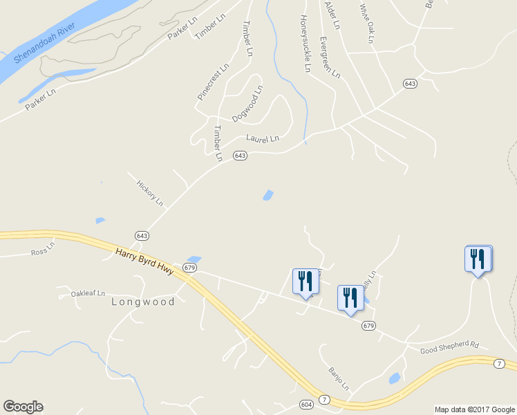 map of restaurants, bars, coffee shops, grocery stores, and more near 432 Retreat Road in Bluemont