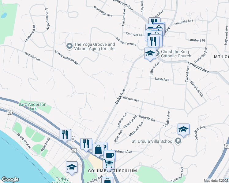 map of restaurants, bars, coffee shops, grocery stores, and more near 3461 Kleybolte Avenue in Cincinnati