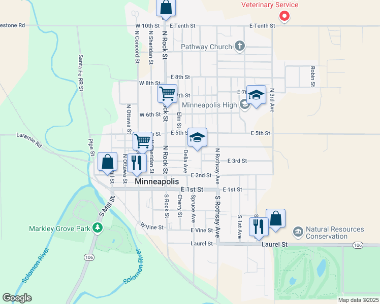 map of restaurants, bars, coffee shops, grocery stores, and more near 312 Delia Avenue in Minneapolis