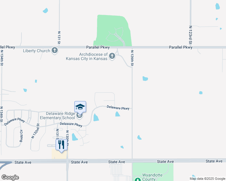 map of restaurants, bars, coffee shops, grocery stores, and more near 12706 Walker Avenue in Kansas City