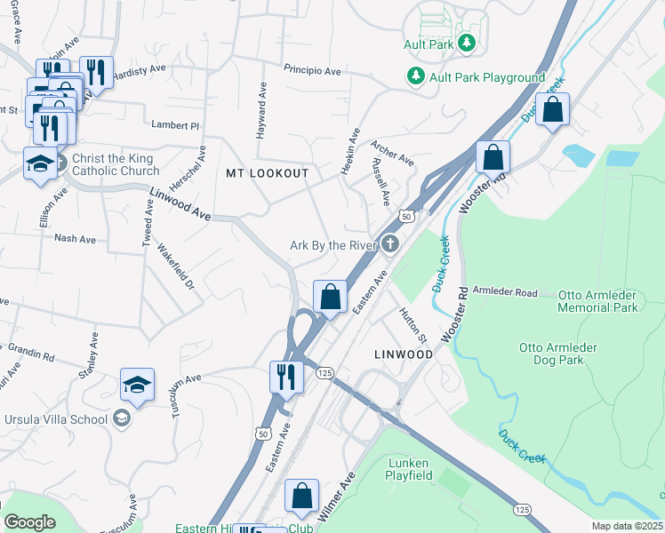 map of restaurants, bars, coffee shops, grocery stores, and more near 963 Richwood Circle in Cincinnati