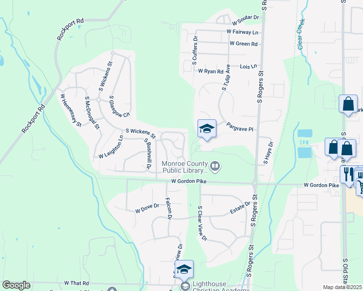 map of restaurants, bars, coffee shops, grocery stores, and more near 3877 South Cramer Circle in Bloomington
