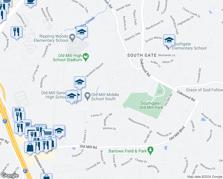 map of restaurants, bars, coffee shops, grocery stores, and more near 462 Kenilworth Court in Glen Burnie