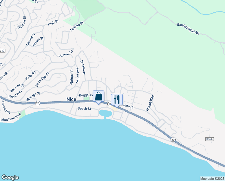 map of restaurants, bars, coffee shops, grocery stores, and more near 3753 Lakeview Drive in Nice