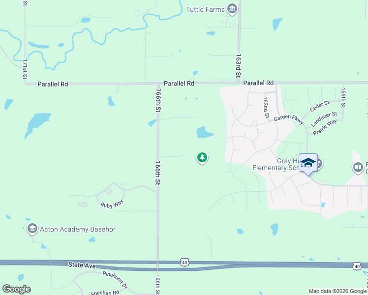 map of restaurants, bars, coffee shops, grocery stores, and more near 19280 166th Street in Basehor