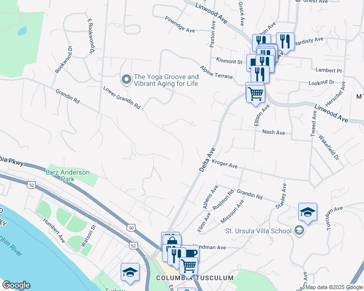 map of restaurants, bars, coffee shops, grocery stores, and more near 2985 Lower Grandin Road in Cincinnati