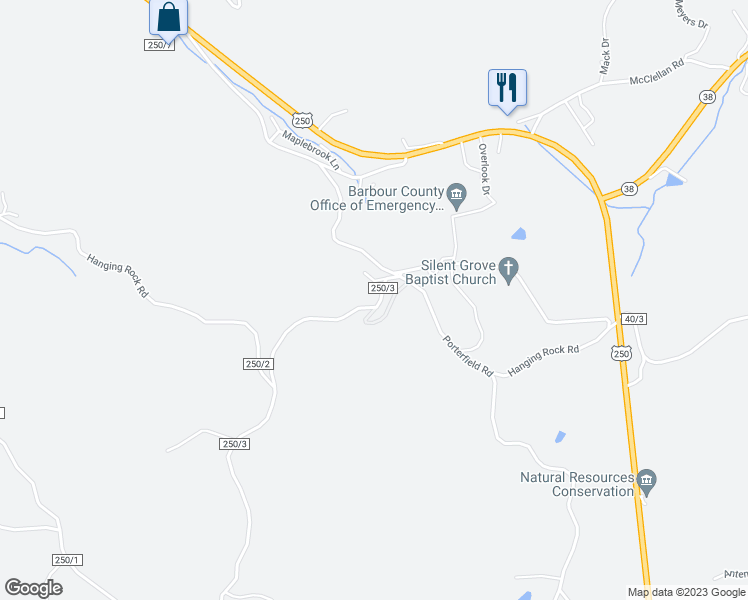 map of restaurants, bars, coffee shops, grocery stores, and more near 674 Silent Grove Road in Philippi