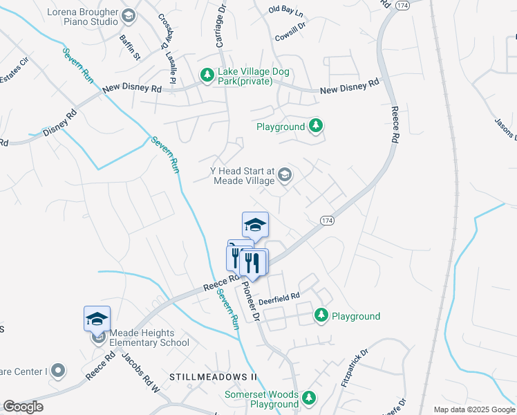 map of restaurants, bars, coffee shops, grocery stores, and more near 8205 Hollow Court in Severn