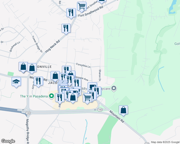 map of restaurants, bars, coffee shops, grocery stores, and more near 106 Temple Drive in Pasadena