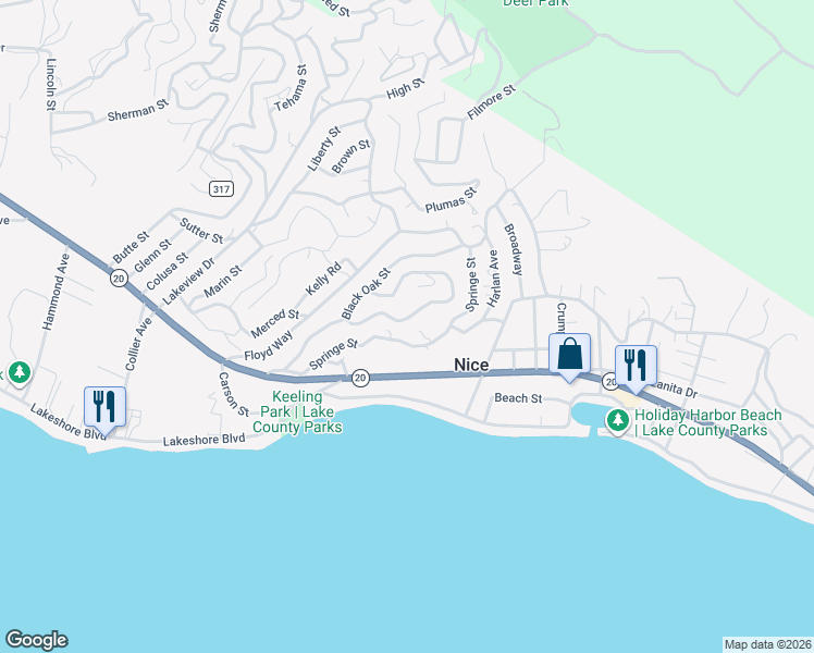 map of restaurants, bars, coffee shops, grocery stores, and more near 3195 Knob Street in Nice