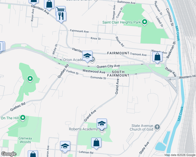 map of restaurants, bars, coffee shops, grocery stores, and more near 1757 Esmonde Street in Cincinnati