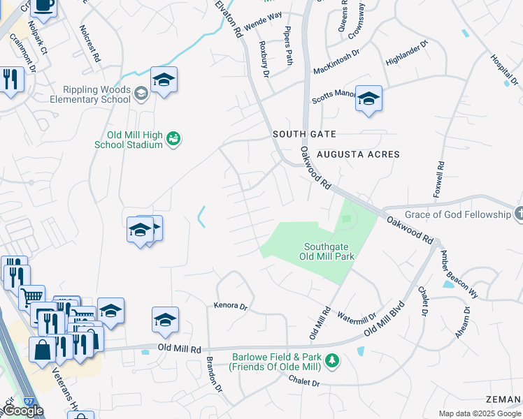 map of restaurants, bars, coffee shops, grocery stores, and more near 429 Hardmoore Court in Glen Burnie