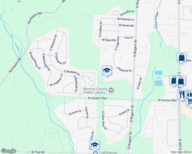 map of restaurants, bars, coffee shops, grocery stores, and more near 3877 South Cramer Circle in Bloomington