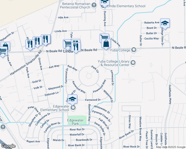 map of restaurants, bars, coffee shops, grocery stores, and more near 5887 Woodland Drive in Marysville