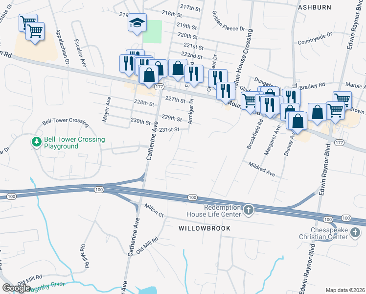 map of restaurants, bars, coffee shops, grocery stores, and more near 8109 Armiger Drive in Pasadena