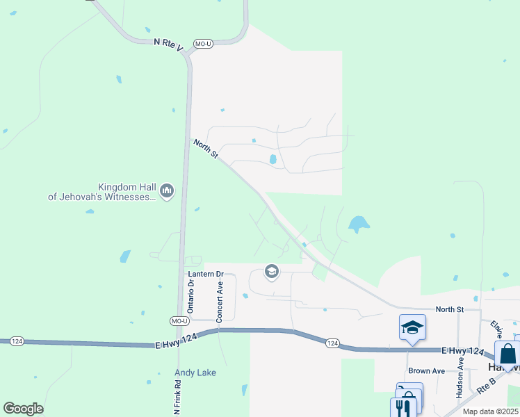 map of restaurants, bars, coffee shops, grocery stores, and more near 14706 Sunnyslope in Hallsville