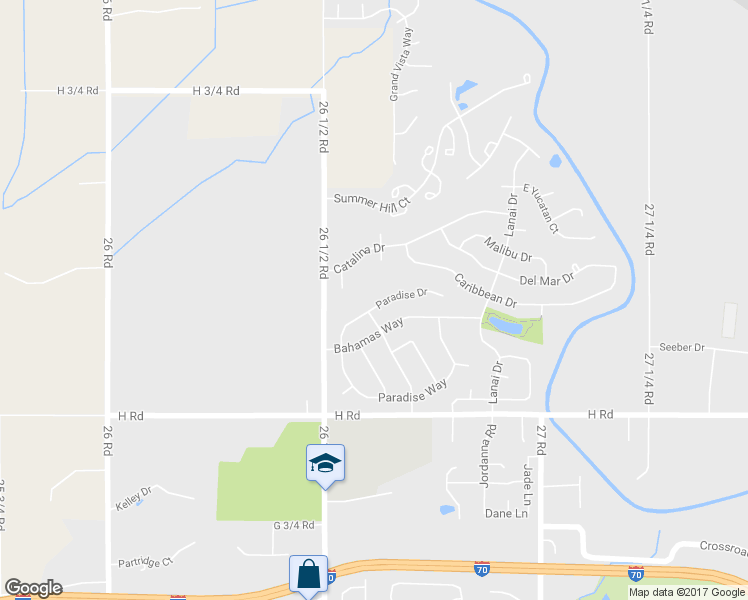 map of restaurants, bars, coffee shops, grocery stores, and more near 2662 Paradise Drive in Grand Junction