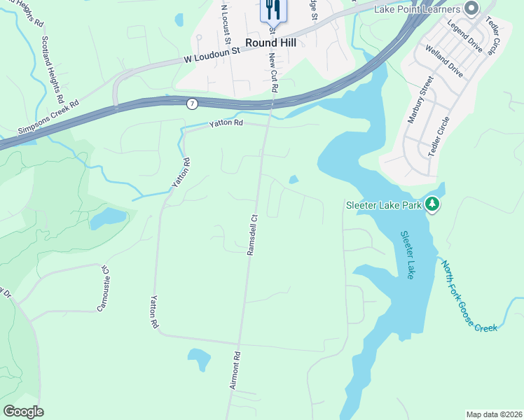 map of restaurants, bars, coffee shops, grocery stores, and more near 17812 Airmont Road in Round Hill