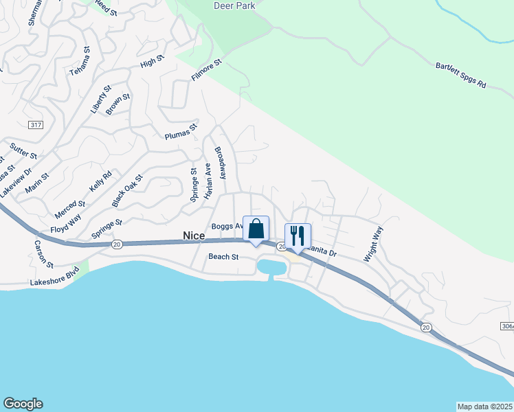 map of restaurants, bars, coffee shops, grocery stores, and more near 6874 Crump Avenue in Nice