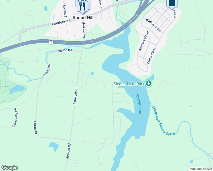 map of restaurants, bars, coffee shops, grocery stores, and more near 47 Stone Oak Place in Round Hill