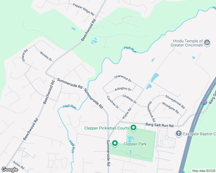 map of restaurants, bars, coffee shops, grocery stores, and more near 610 Carefree Drive in Cincinnati