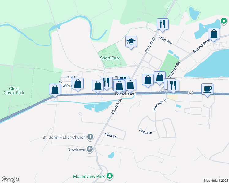 map of restaurants, bars, coffee shops, grocery stores, and more near 6858 Main Street in Cincinnati