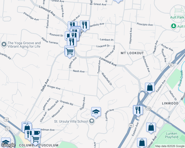 map of restaurants, bars, coffee shops, grocery stores, and more near 3303 Mannington Avenue in Cincinnati