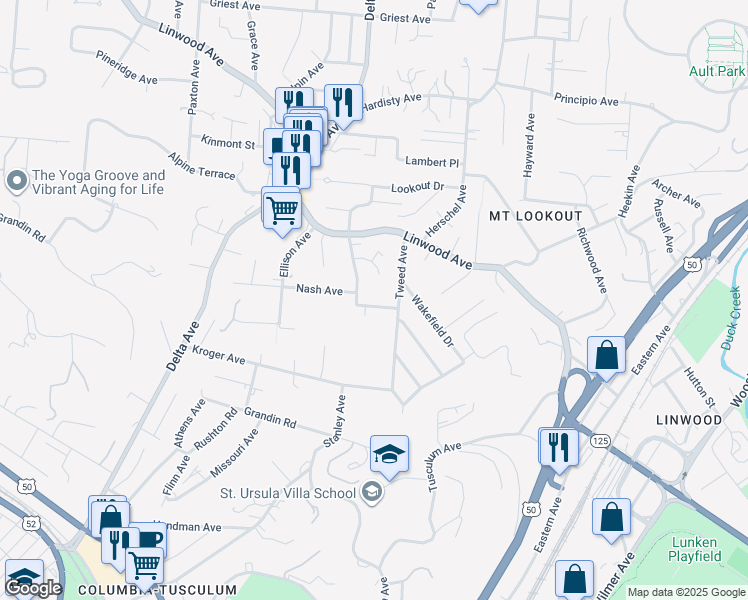 map of restaurants, bars, coffee shops, grocery stores, and more near 3310 Mannington Avenue in Cincinnati