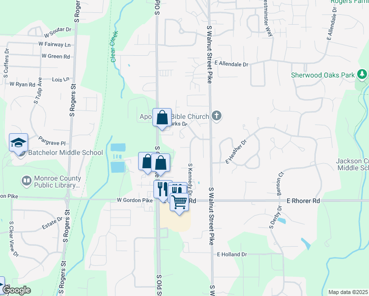 map of restaurants, bars, coffee shops, grocery stores, and more near 3512 South Kennedy Drive in Bloomington