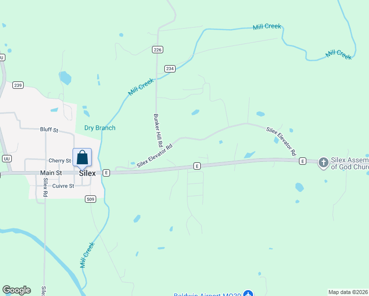 map of restaurants, bars, coffee shops, grocery stores, and more near 1321 State Highway East in Silex