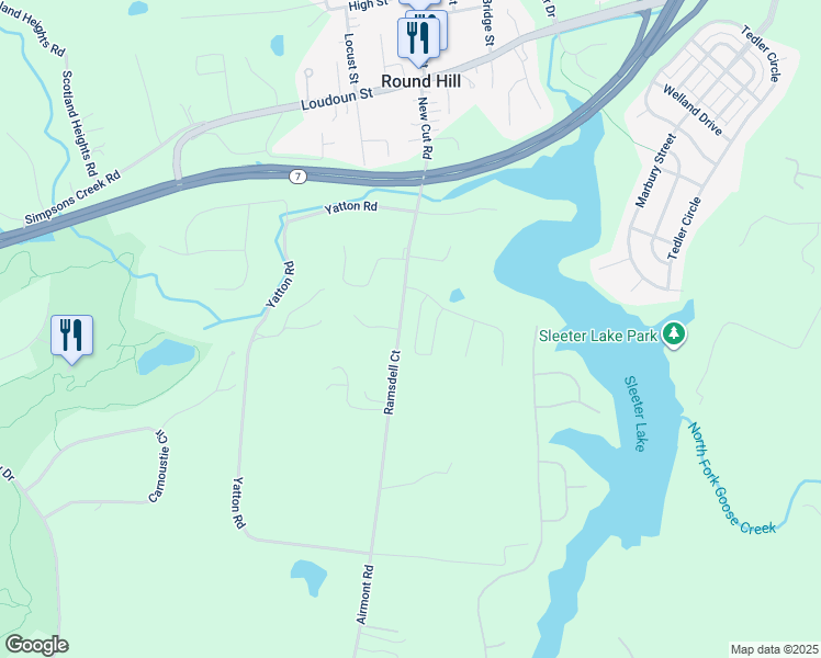 map of restaurants, bars, coffee shops, grocery stores, and more near 17808 Airmont Road in Round Hill