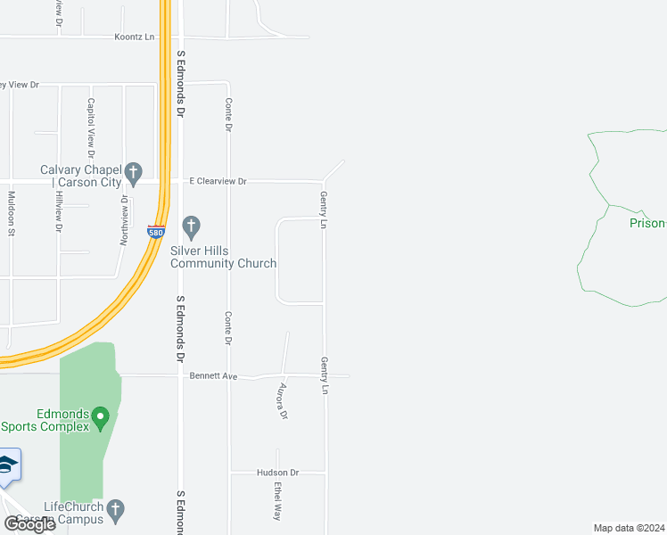 map of restaurants, bars, coffee shops, grocery stores, and more near 4511 Gentry Lane in Carson City