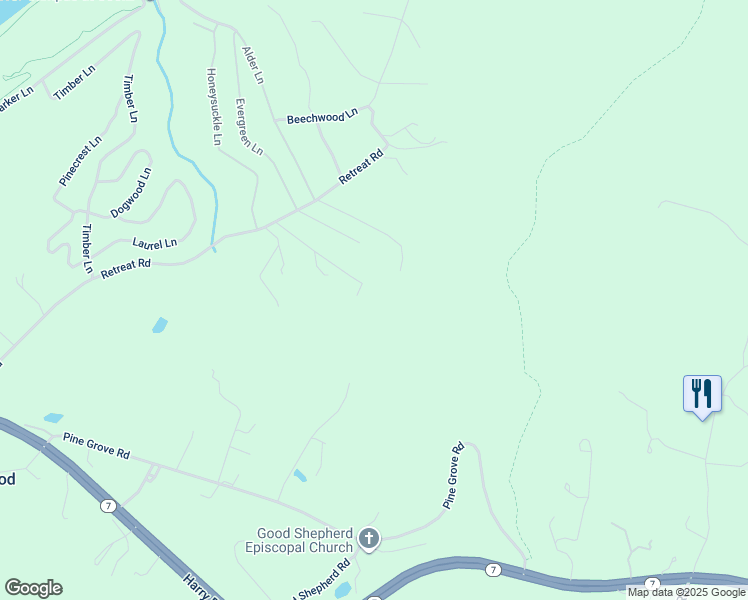 map of restaurants, bars, coffee shops, grocery stores, and more near 242 Cherry Lane in Bluemont